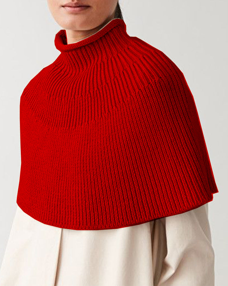 Damen Strickcape mit hochgeschlossenem Kragen Heidi-Mode
