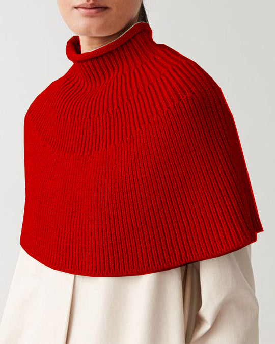 Damen Strickcape mit hochgeschlossenem Kragen Heidi-Mode