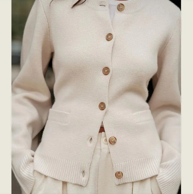 Damen Elegante Strickjacke mit weitem Schnitt und Knopfdetails Heidi-Mode