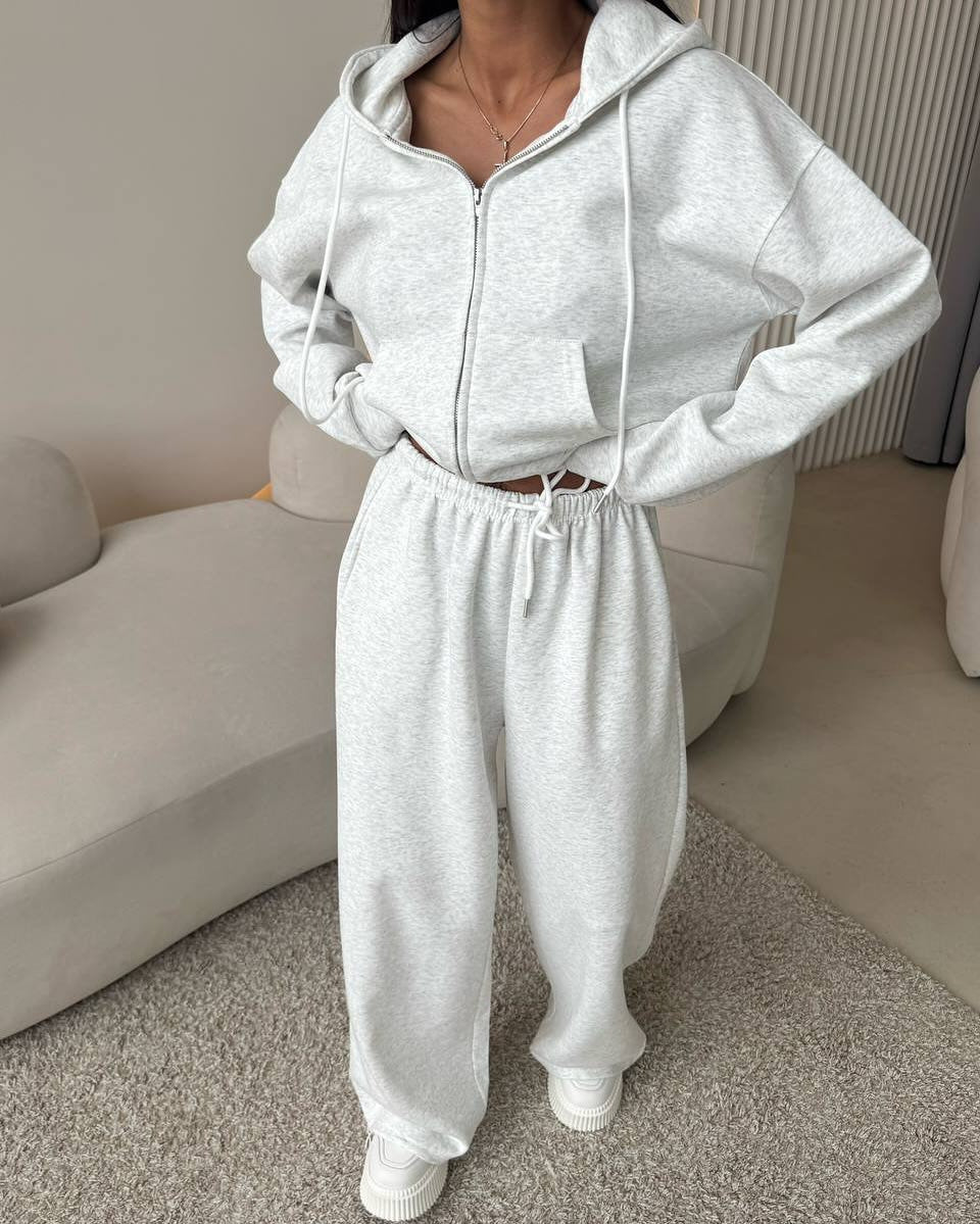 Damen Lässiges Sport-Set mit modischer Kapuze und weitem Schnitt Heidi-Mode