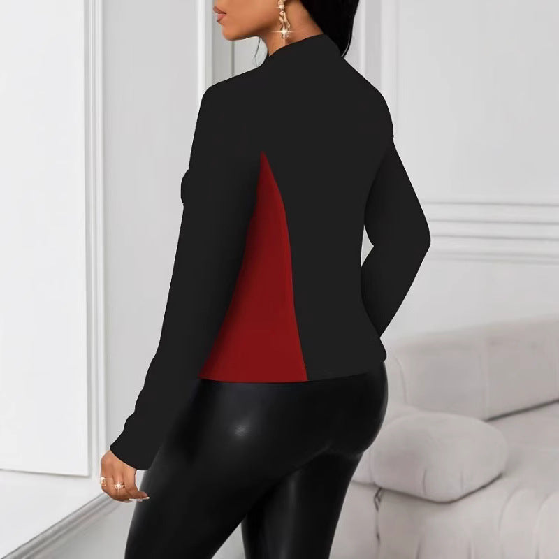 Damen moderne Blazerjacke mit farblich abgesetzten Einsätzen Heidi-Mode