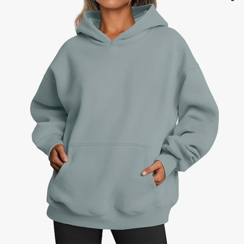 Damen Übergrößen Kapuzenpullover mit praktischen Taschen undlässigem Schnitt Heidi-Mode