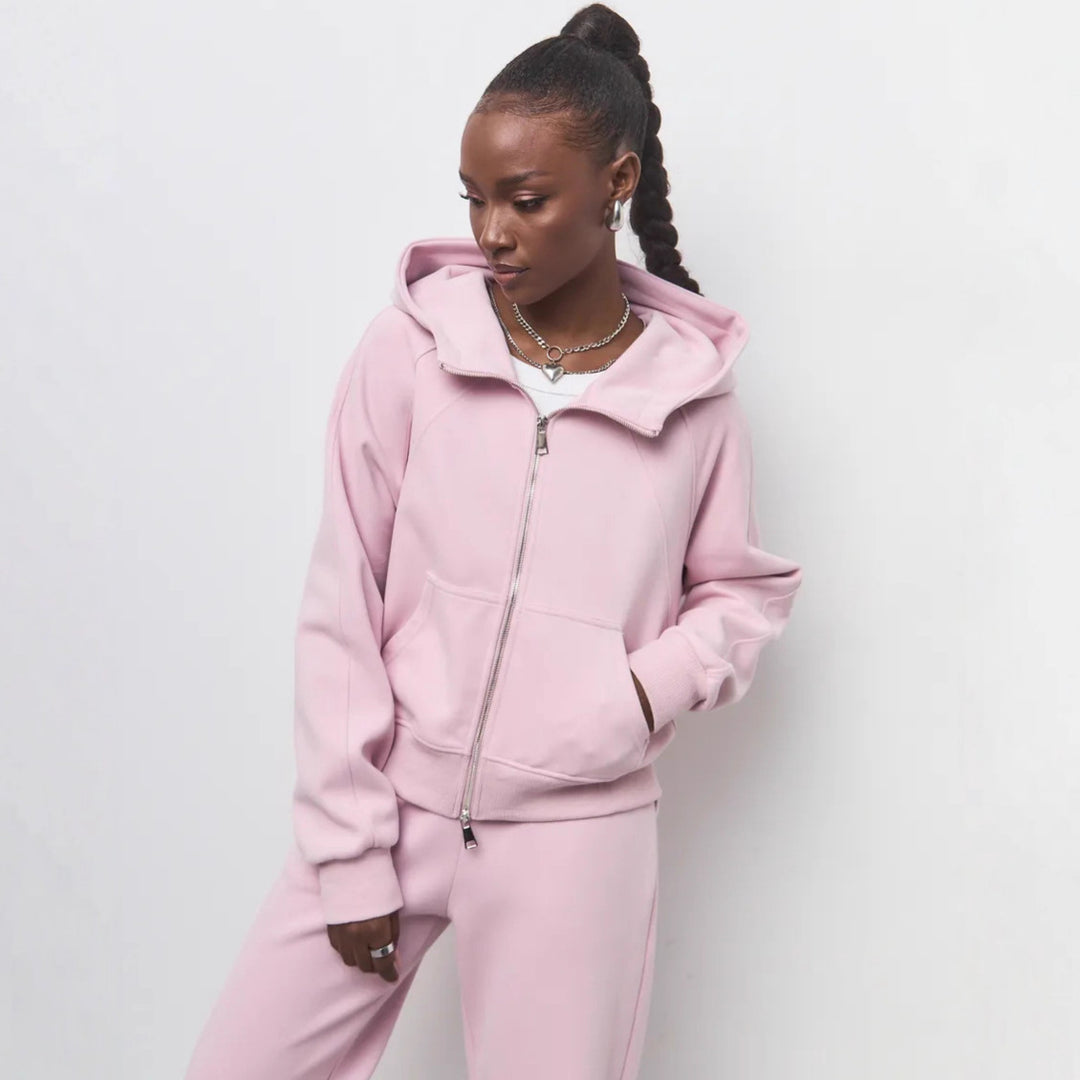 Damen komfortables Set aus Hoodie und Jogginghose mit Reißverschluss Heidi-Mode