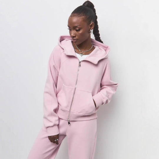 Damen komfortables Set aus Hoodie und Jogginghose mit Reißverschluss Heidi-Mode