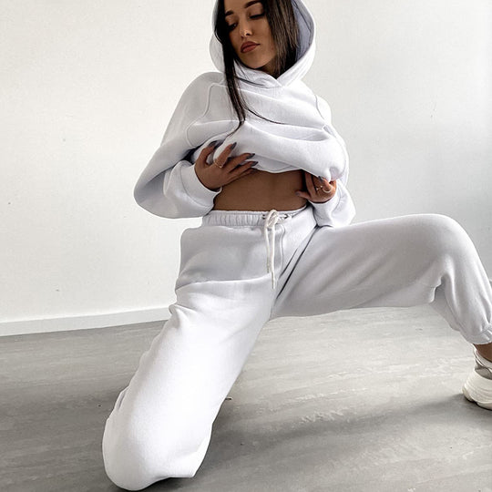 Damen Sportlicher Hoodie- und Jogginganzug mit elastischem Taillenzug Heidi-Mode