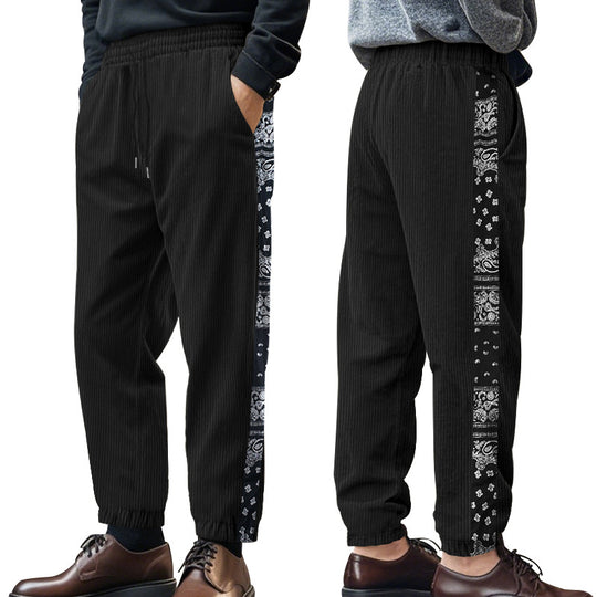 Herren Freizeit-Hose mit elastischem Bund und stylischem Bandana-Design Heidi-Mode
