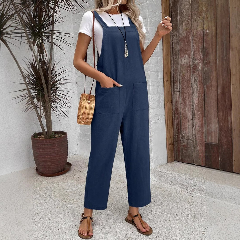Damen Modische Latzhose mit weit geschnittenem Bein und praktischen Taschen Heidi-Mode