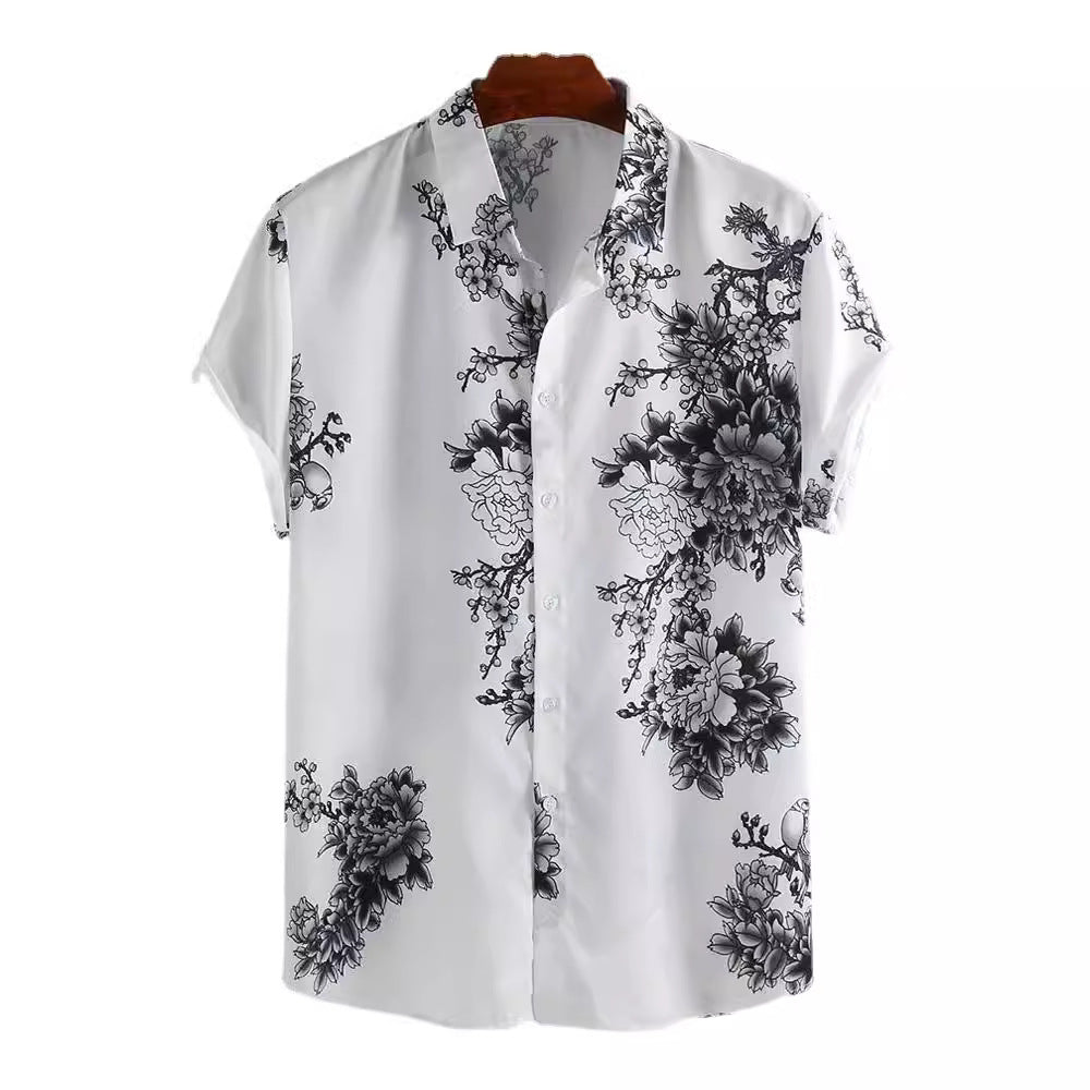 Herren Kurzarmhemd mit elegantem floralem Druck und hochwertigem Material Heidi-Mode