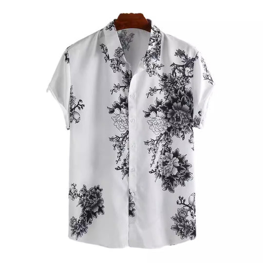 Herren Kurzarmhemd mit elegantem floralem Druck und hochwertigem Material Heidi-Mode
