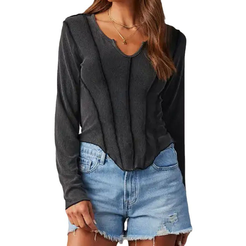 Damen Langärmeliger, strukturierter Basic-Pullover mit modischen Akzenten Heidi-Mode