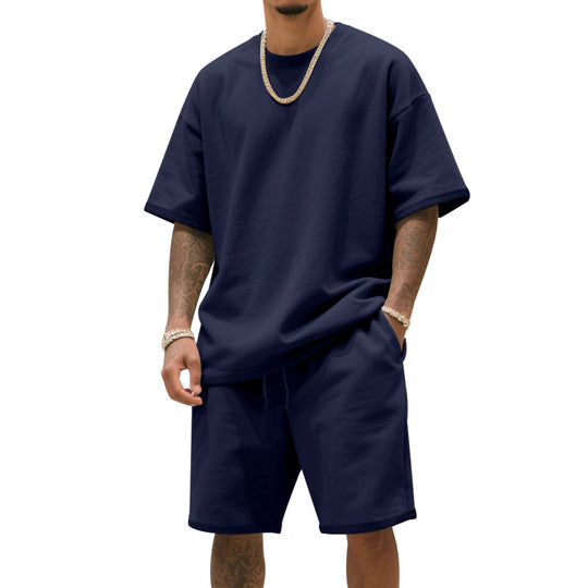 Herren Freizeit-Set mit bequemem T-Shirt und Shorts aus atmungsaktiver Baumwolle Heidi-Mode