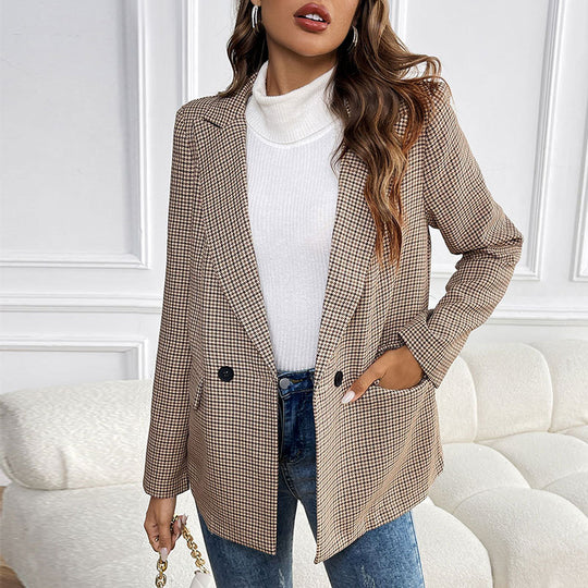 Damen elegante Karo-Blazerjacke Heidi-Mode