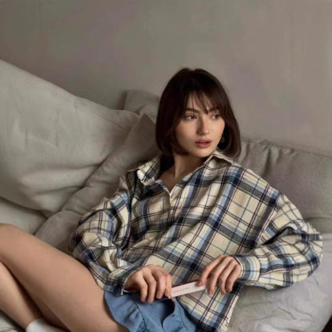 DamenOversized Karo-Hemdbluse Heidi-Mode