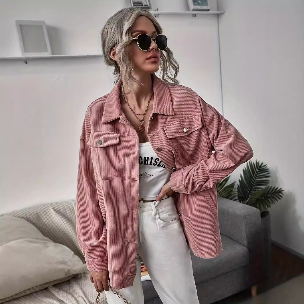 Damen Cordjacke mit modernem Schnitt und praktischen Taschen Heidi-Mode