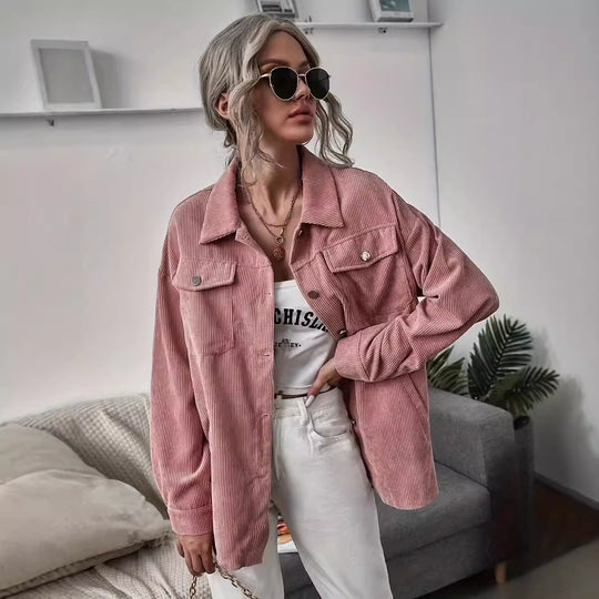 Damen Cordjacke mit modernem Schnitt und praktischen Taschen Heidi-Mode