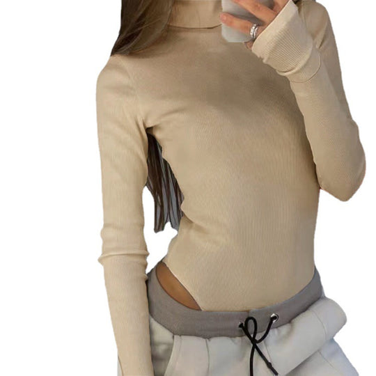 Damen Langärmliges Oberteil mit hohem Kragen und modernen Cut-Outs Heidi-Mode