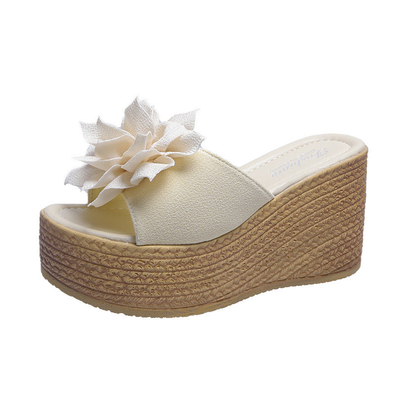 Damen Plateausandalen mit floralem Dekor und rutschfester Sohle Heidi-Mode