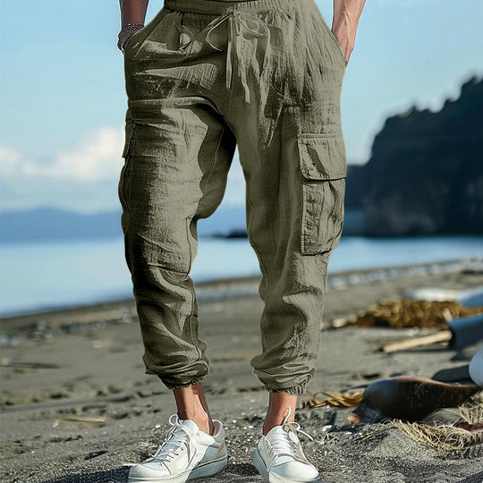 Herren Cargo-Hose mit elastischem Bund und praktischen Seitentaschen Heidi-Mode