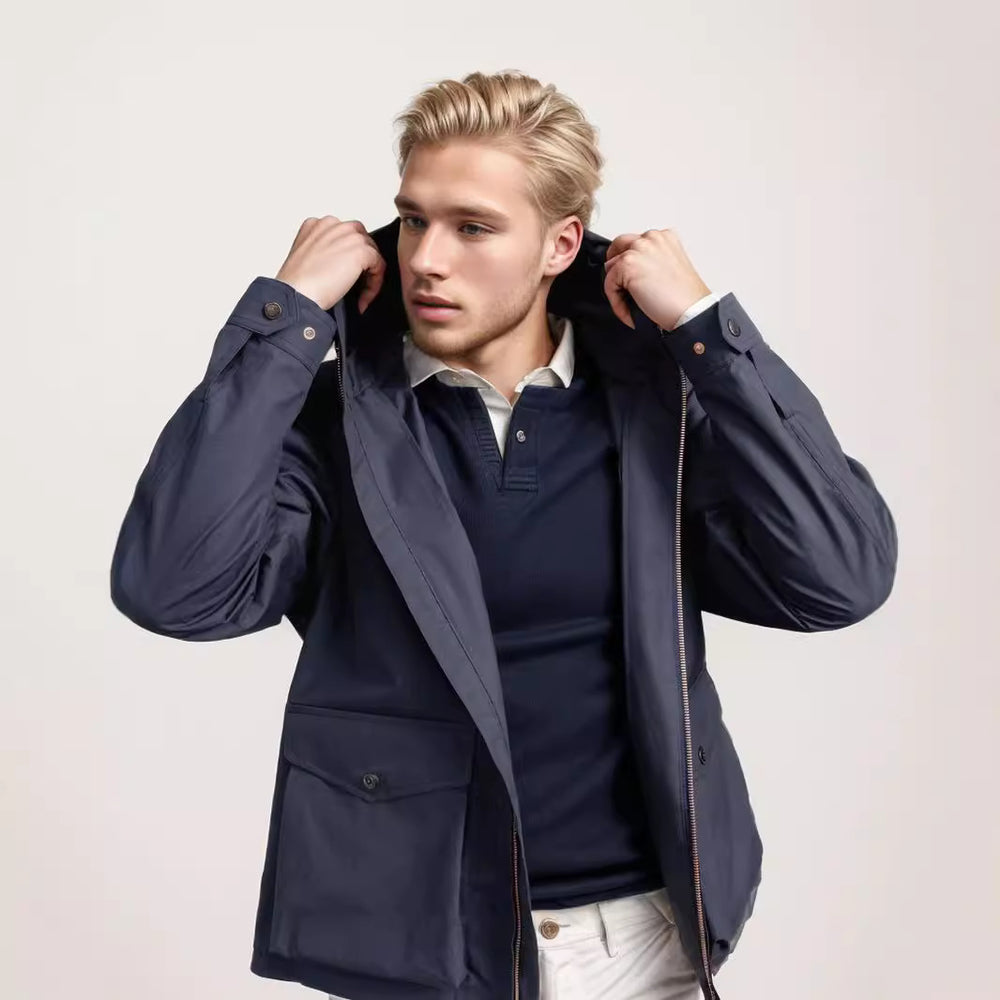 Herren wasserdichte Outdoormantel mit abnehmbarer Kapuze Heidi-Mode