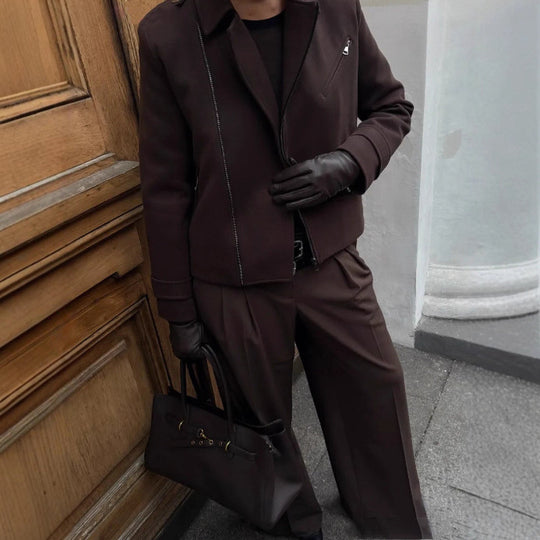 Damen modische cropped Jacke im minimalistischen Stil mit Taschen Heidi-Mode