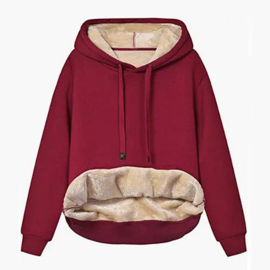Damen Kuscheliger Kapuzenpullover mit Fleece-Futter Heidi-Mode