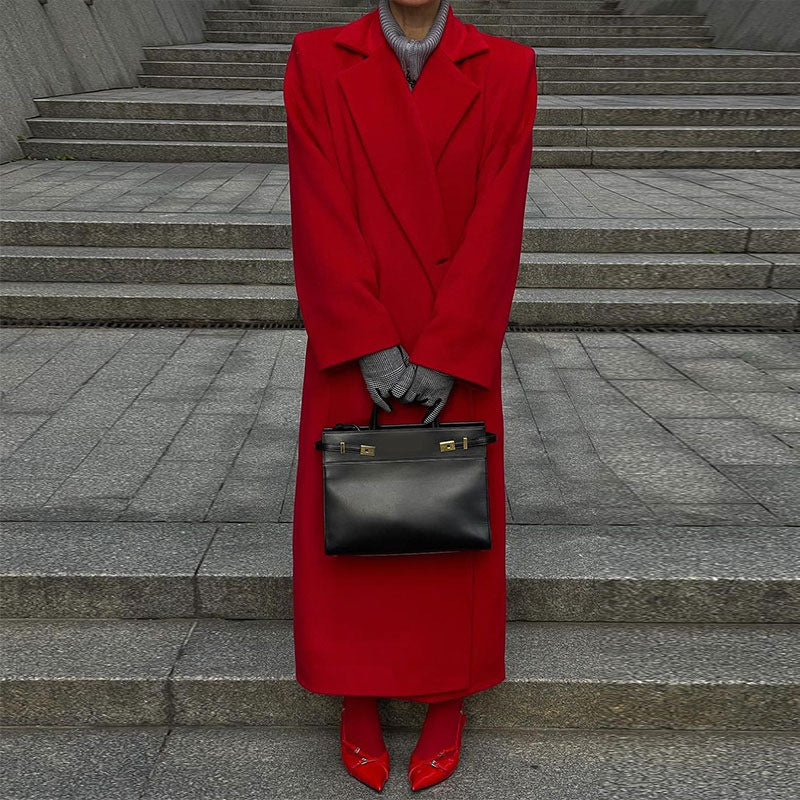 Damen Elegante Wollmantel mit Oversized-Schnitt und schickem Revers Heidi-Mode