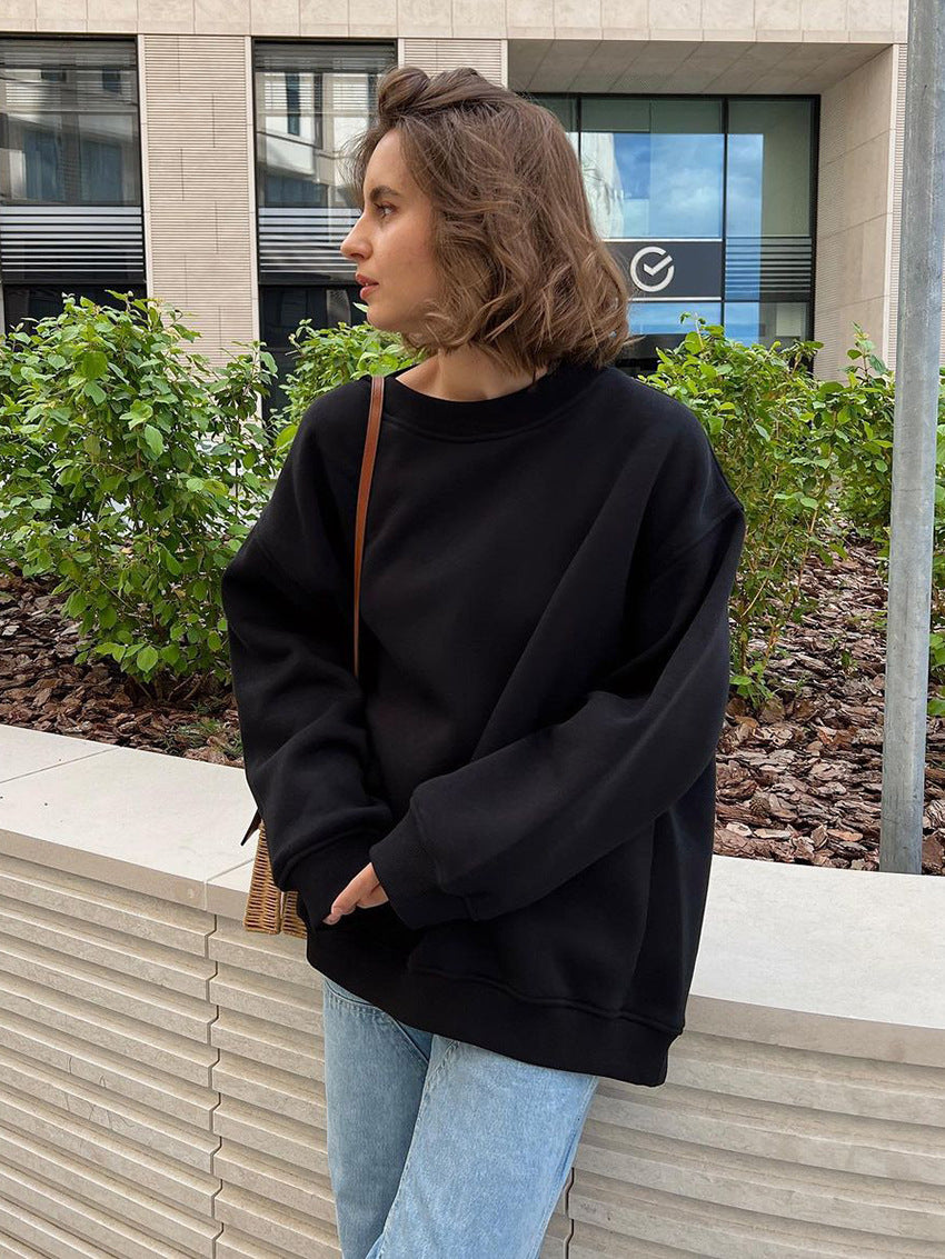 Damen Oversized Sweatshirt im lässigen Stil mit übergroßen Ärmeln und elastischen Bündchen Heidi-Mode