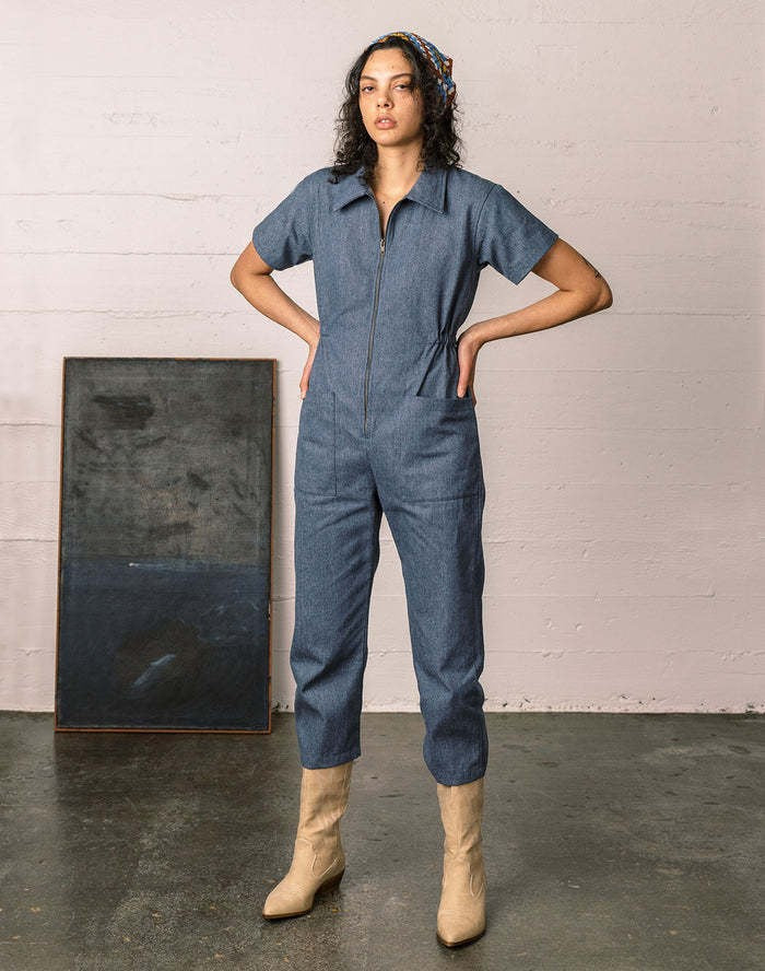 Damen legerer Jumpsuit mit praktischen Taschen und Reißverschluss Heidi-Mode