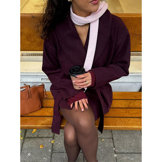 Damen Komfortabler Oversized-Mantel mit breitem Kragen Heidi-Mode