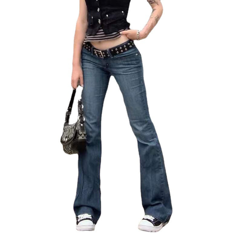 Damen lässige Flared Jeans im Retro-Stil mit hohem Bund Heidi-Mode