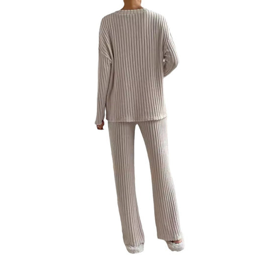 Damen Lässiges Freizeitsweat-Set mit V-Ausschnitt und weitem Schnitt Heidi-Mode