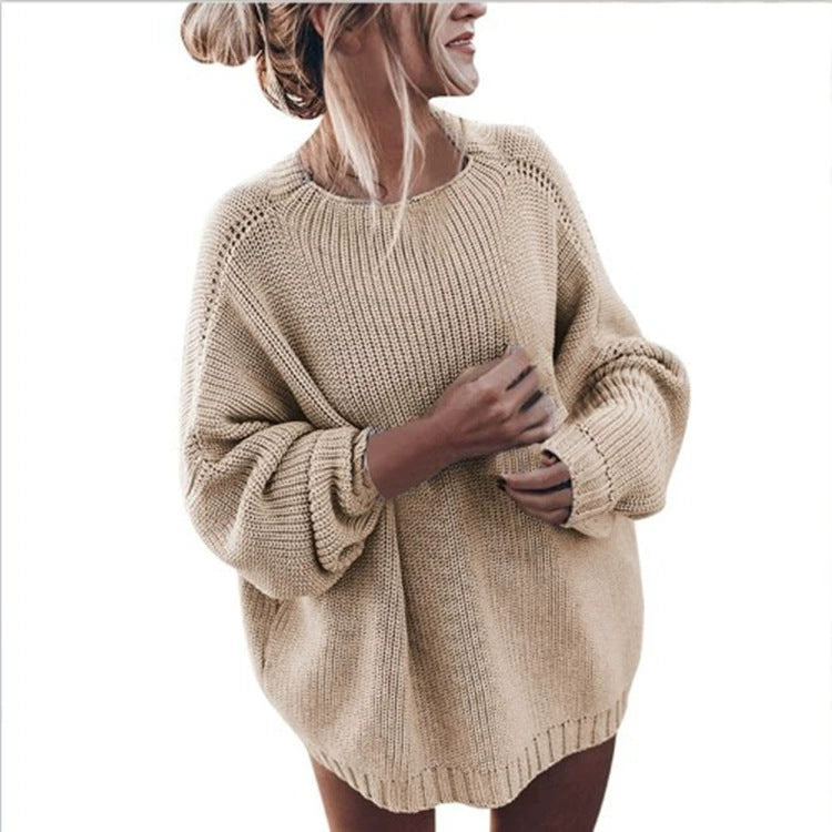 Damen gemütlicher Oversize-Strickpullover mit Ballonärmeln und strukturiertem Design Heidi-Mode