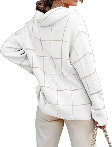 Damen Kariertes Hoodie mit Taschen und lässigem Schnitt Heidi-Mode