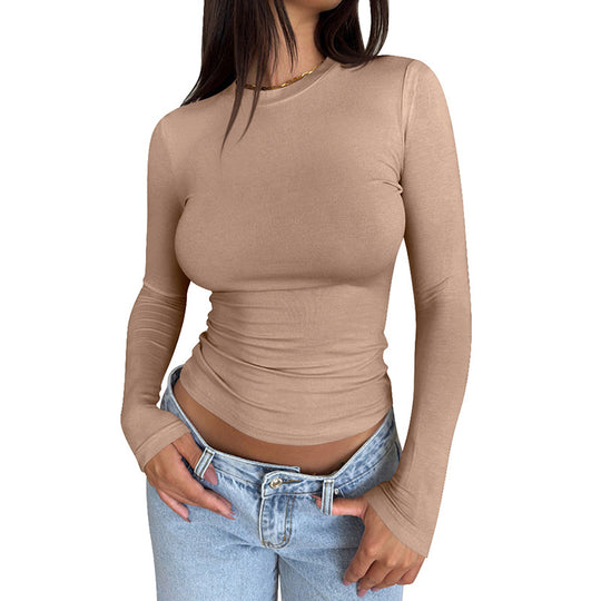 Damen Langarmshirt mit körperbetontem Schnitt Heidi-Mode