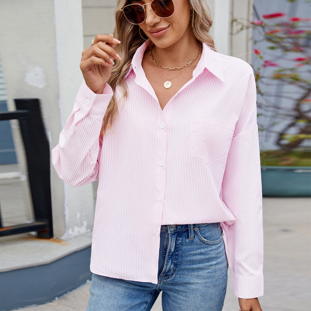 Damen gestreifte Bluse mit eleganter Passform und modernem Schnitt Heidi-Mode