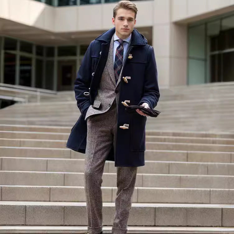 Herren Stilvoller Dufflecoat mit Knopfdetails Heidi-Mode