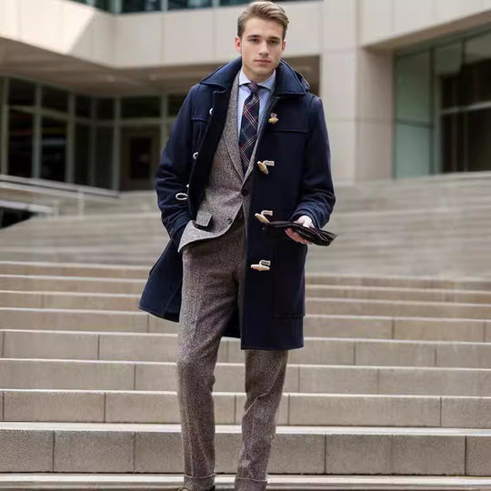 Herren Stilvoller Dufflecoat mit Knopfdetails Heidi-Mode