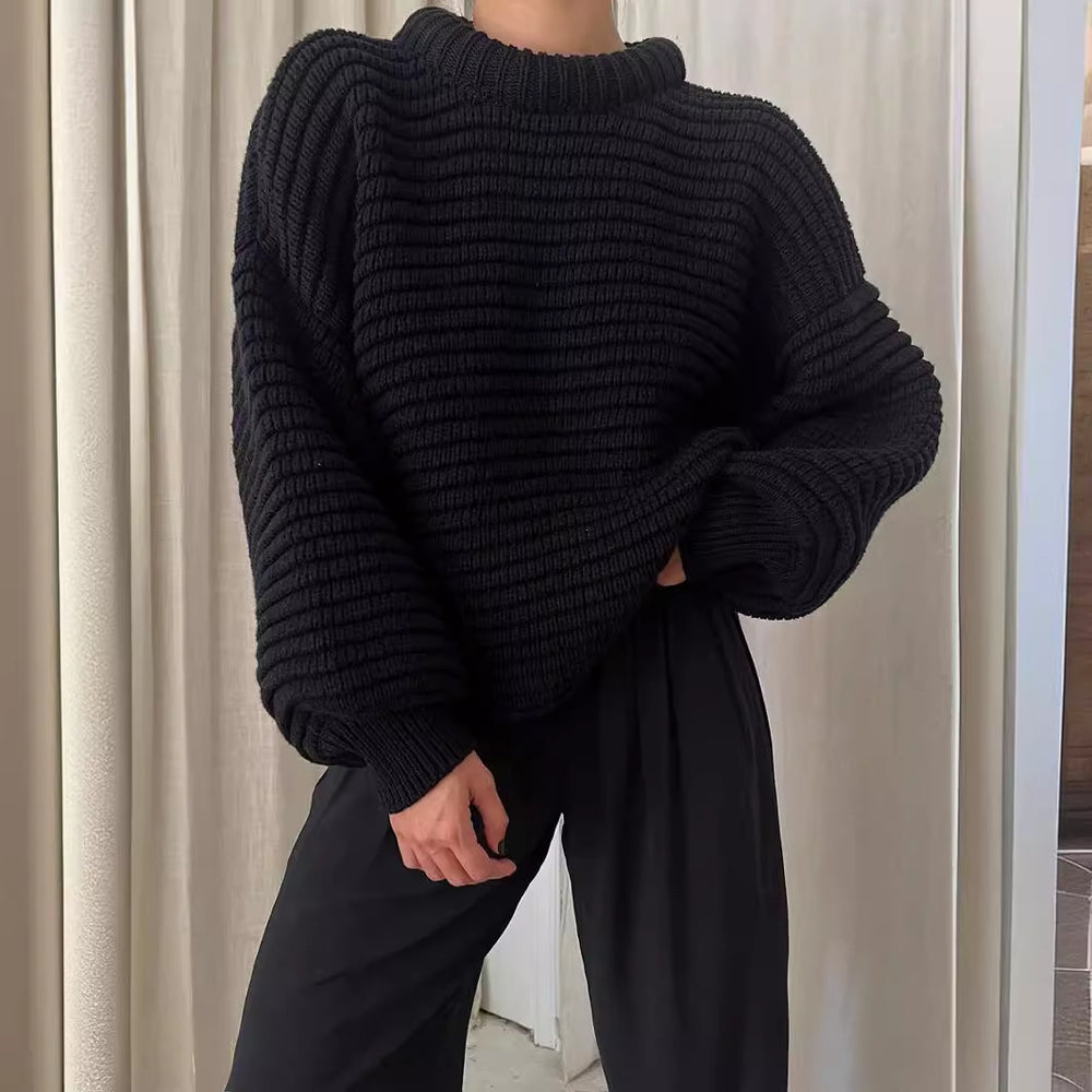 Damen lässiger Pullover im Strukturstrickdesign mit oversize Schnitt Heidi-Mode