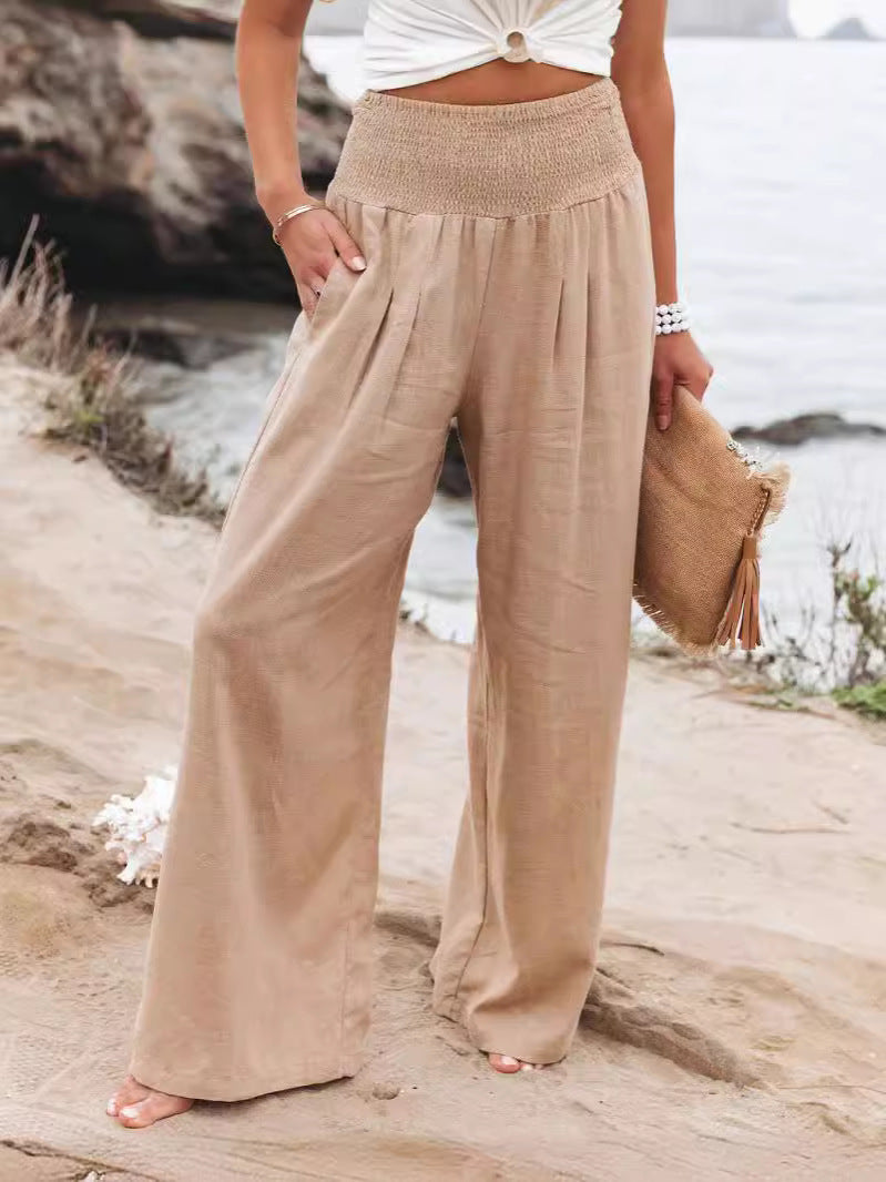Damen Weit geschnittene Sommerhose mit elastischem Bund und luftiger Passform Heidi-Mode