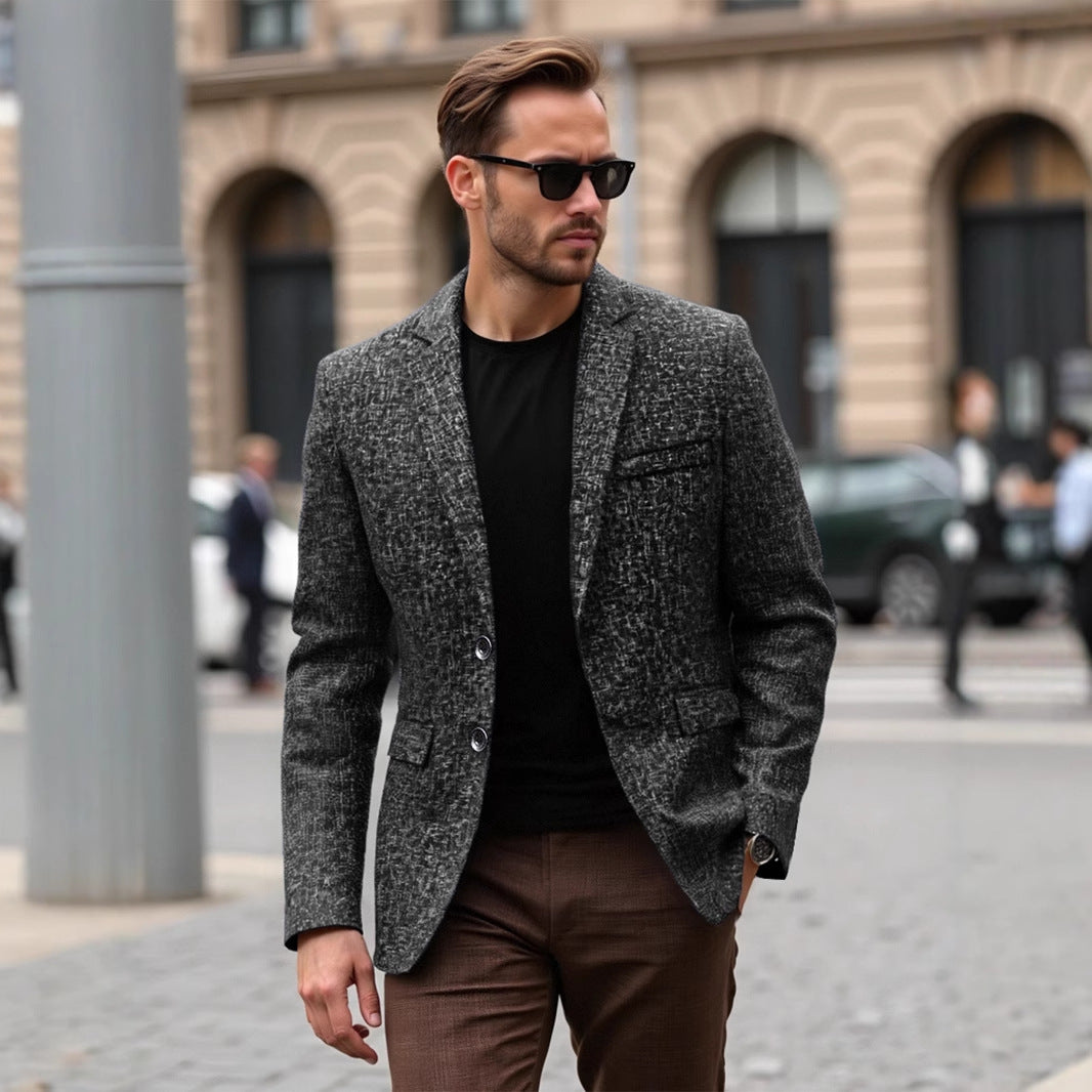Herren eleganter strukturierten Blazer mit modernem Gewebe und stilvollen Details Heidi-Mode