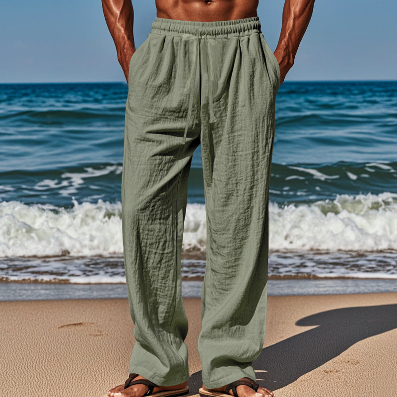 Herren Lässige Strandhose mit elastischem Bund und praktischen Seitentaschen Heidi-Mode