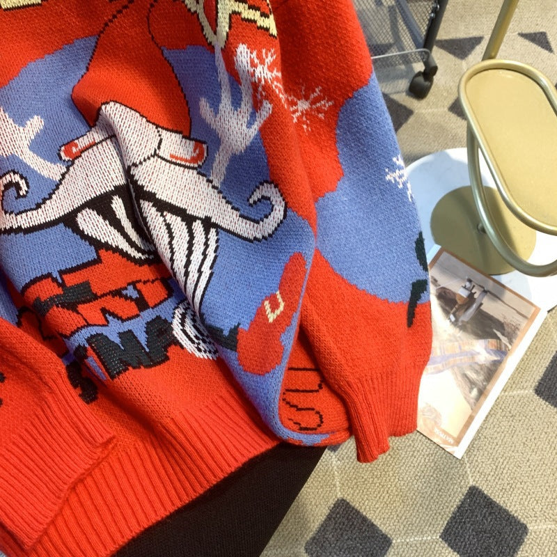Damen festlicher Pullover mit Weihnachtsmotiv und Rundhalsausschnitt Heidi-Mode