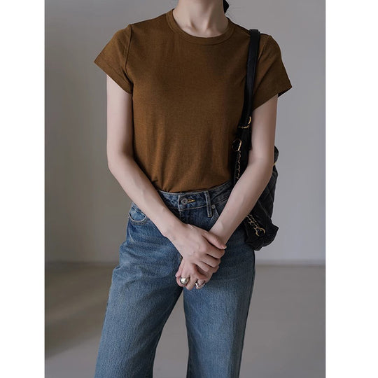 Femme Kurzarm Casual Baumwolloberteil Heidi-Mode