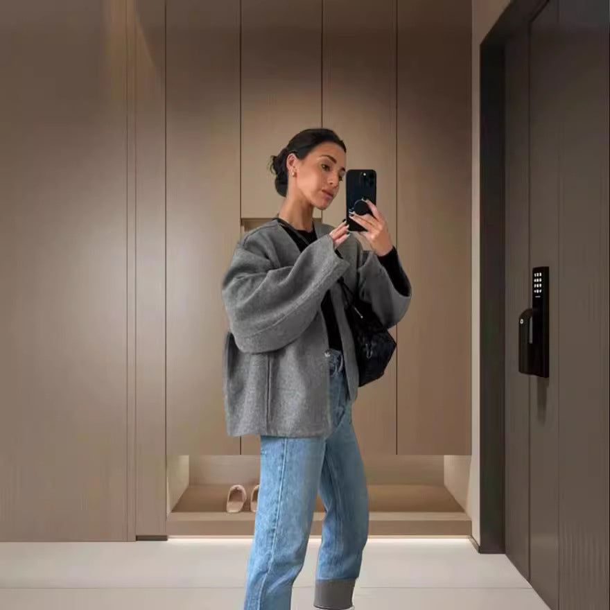 Damen Oversized Wolljacke Heidi-Mode