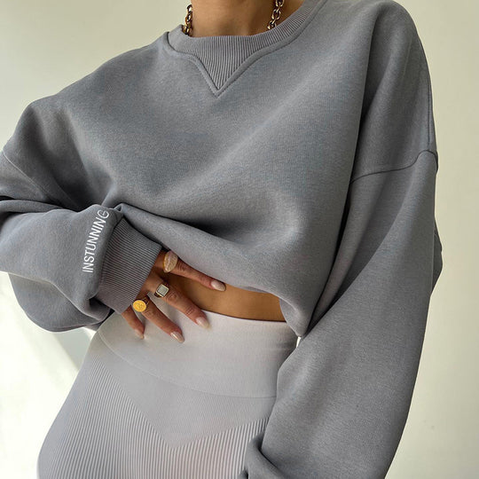 Damen lässiger Oversized Sweatshirt mit Raglanärmeln und besonderen Detailnähten Heidi-Mode