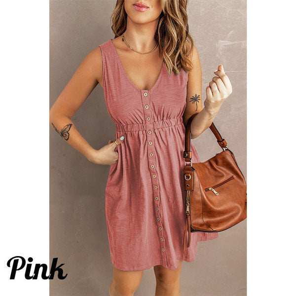 Damen Sommerliches Jerseykleid mit Knopfdetails und Tailliierung Heidi-Mode