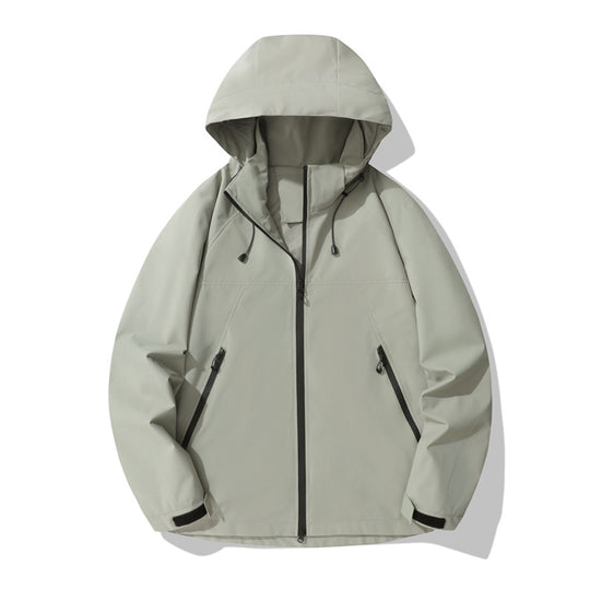 Damen wasserabweisende Outdoor-Jacke mit verstellbarem Kapuzenkragen und funktionalen Reißverschlusstaschen Heidi-Mode