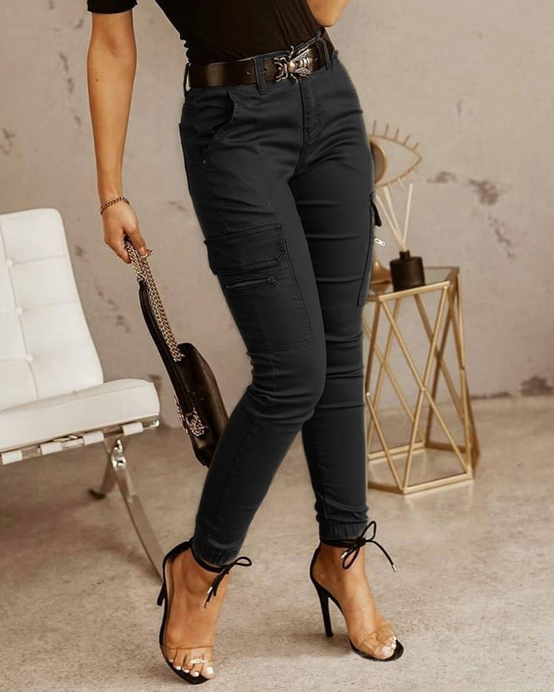 Damen Cargo-Hose mit figurbetontem Schnitt und vielen praktischen Taschen Heidi-Mode