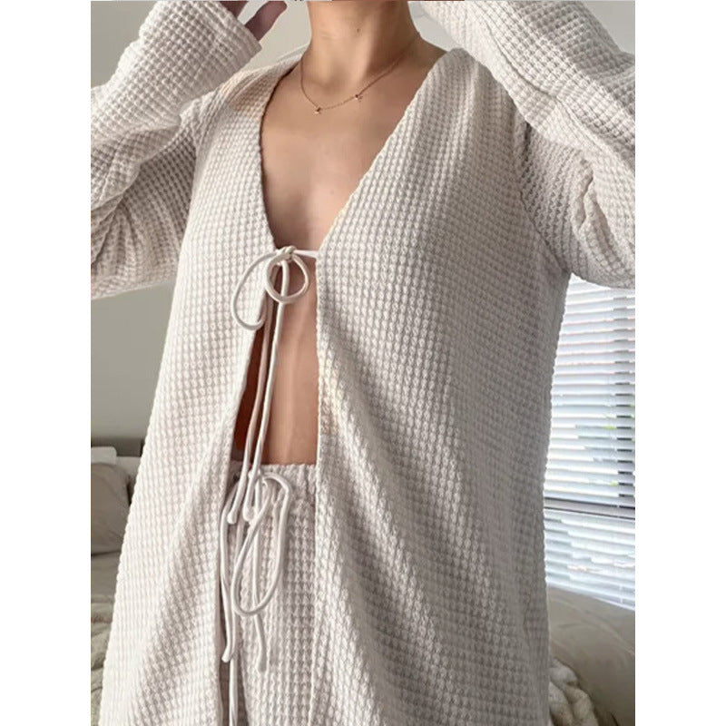 Damen lässiger Cardigan mit tiefem V-Ausschnitt und lockerer Passform Heidi-Mode