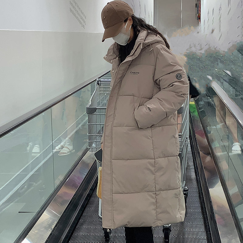 Damen Lange Steppjacke mit Kapuze und hohen Kragen Heidi-Mode